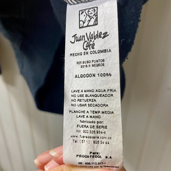 Juan Valdez S Black Sweatshirt Long Sleeve Coffee Columbia Juan and Horse in Dot - Picture 6 of 6